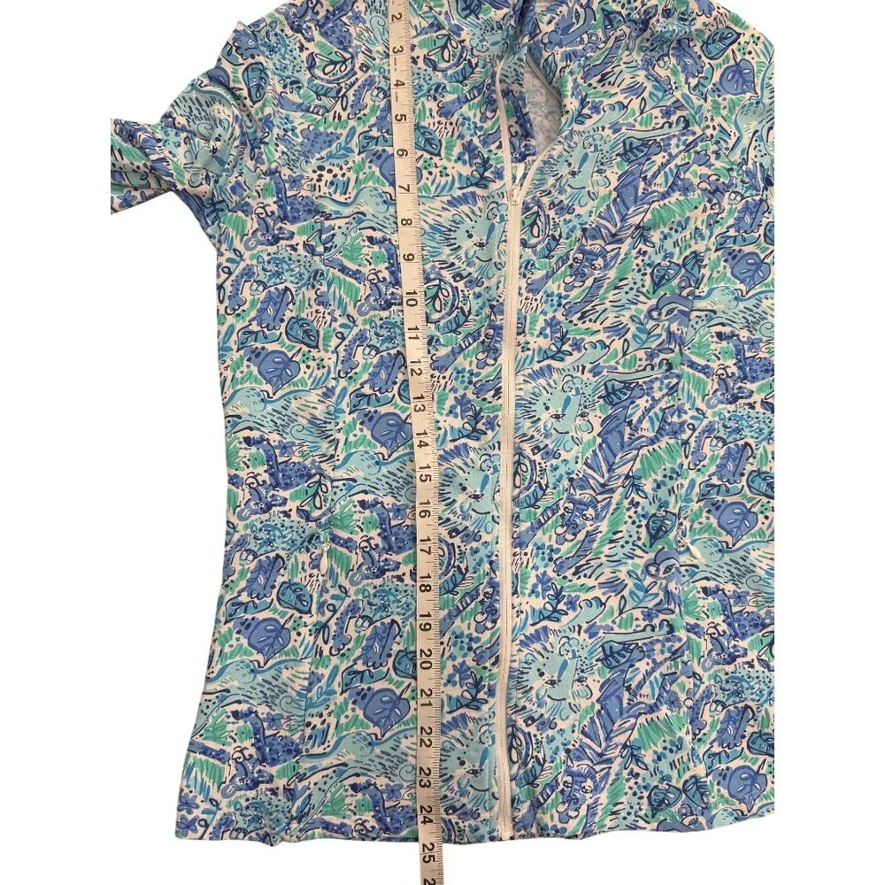 IBKUL Womens Full-Zip Jacket Top Blue Print Long Sleeve UPF Size M - Picture 6 of 8
